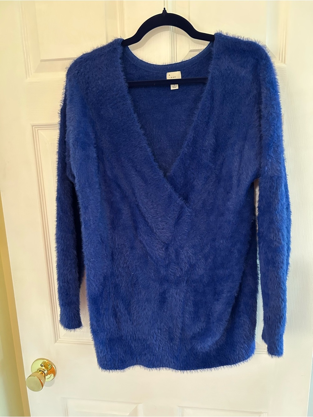a new day Fuzzy V-Neck Sweater in Royal Blue